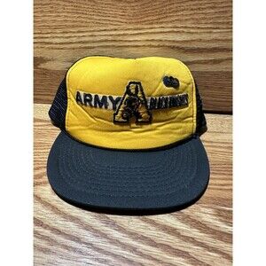 VTG Army Black Knights Snapback Mesh Trucker Hat W/ Paratrooper Wings Pin